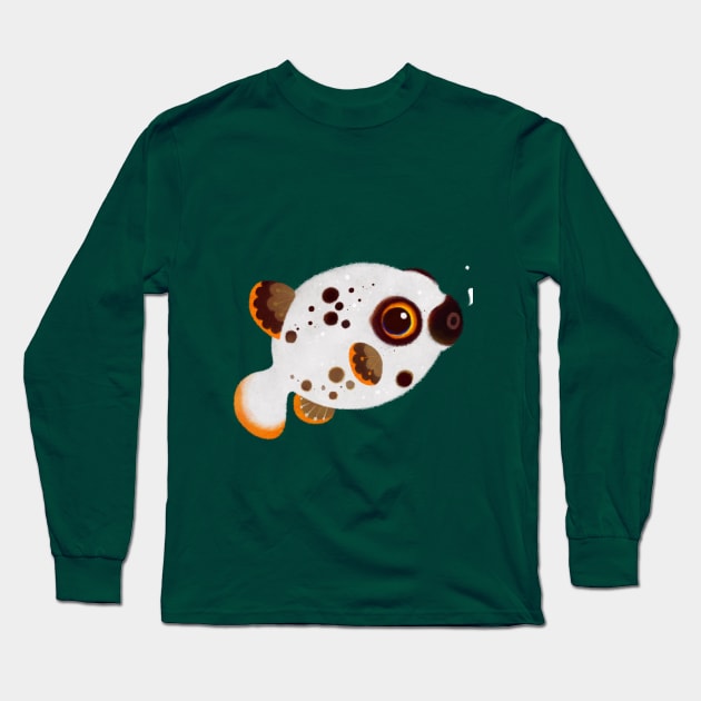 Black spotted puffer Long Sleeve T-Shirt by pikaole